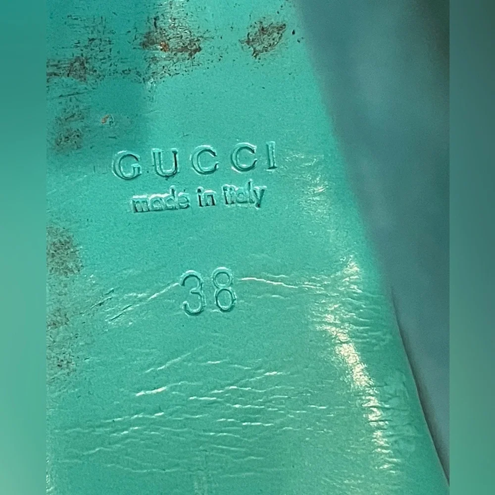 Gucci Vintage suede tricolor platform heels, buckles, sz 38, Fair - Picture 13 of 16